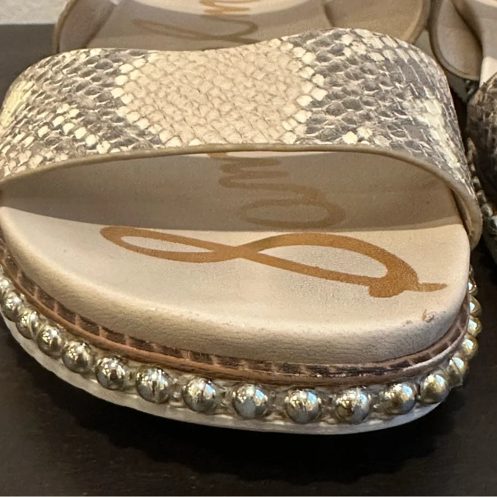 Sam Edelman Size 8.5 Chunky Flatform Open Toe Slide Snakeskin Strappy Sandal - Picture 8 of 16